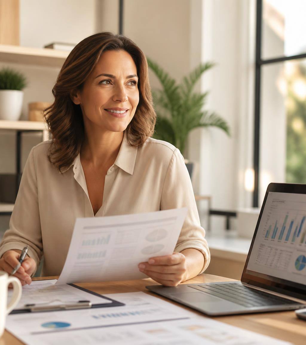 A small business owner reviewing cash flow and finances